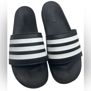 Adidas Adilette Black White Stripe Slides Men’s Size 12